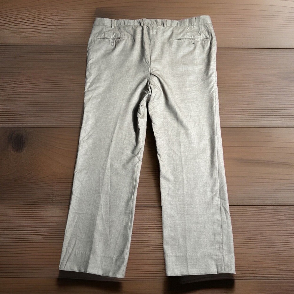 Ermenegildo Zegna Pants Mens 38/28 Light Brown 100% Wool Flat Front Dress Slacks - Picture 2 of 11
